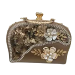 White & Gold Beaded Handbag