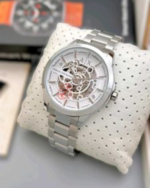 Armani Exchange Premium Silver Skeleton Dial Wristwatch