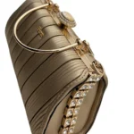 Golden stripped clutch bag