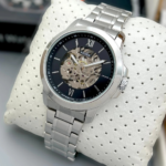 Fossil Silver Skeleton Dial Automatic Watch