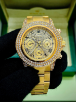 Luxury Gold Chronograph Style Watch for Men – Diamond Look Bezel (Rolex Inspired)