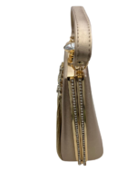 Designer Crystal Embellished Golden Handbag - Image 3