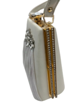 White Crystal Embellished Party Clutch - Image 2