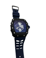 Luxury-Inspired Skeleton Sports Watch | Blue Rubber Strap | Modern Transparent Dial