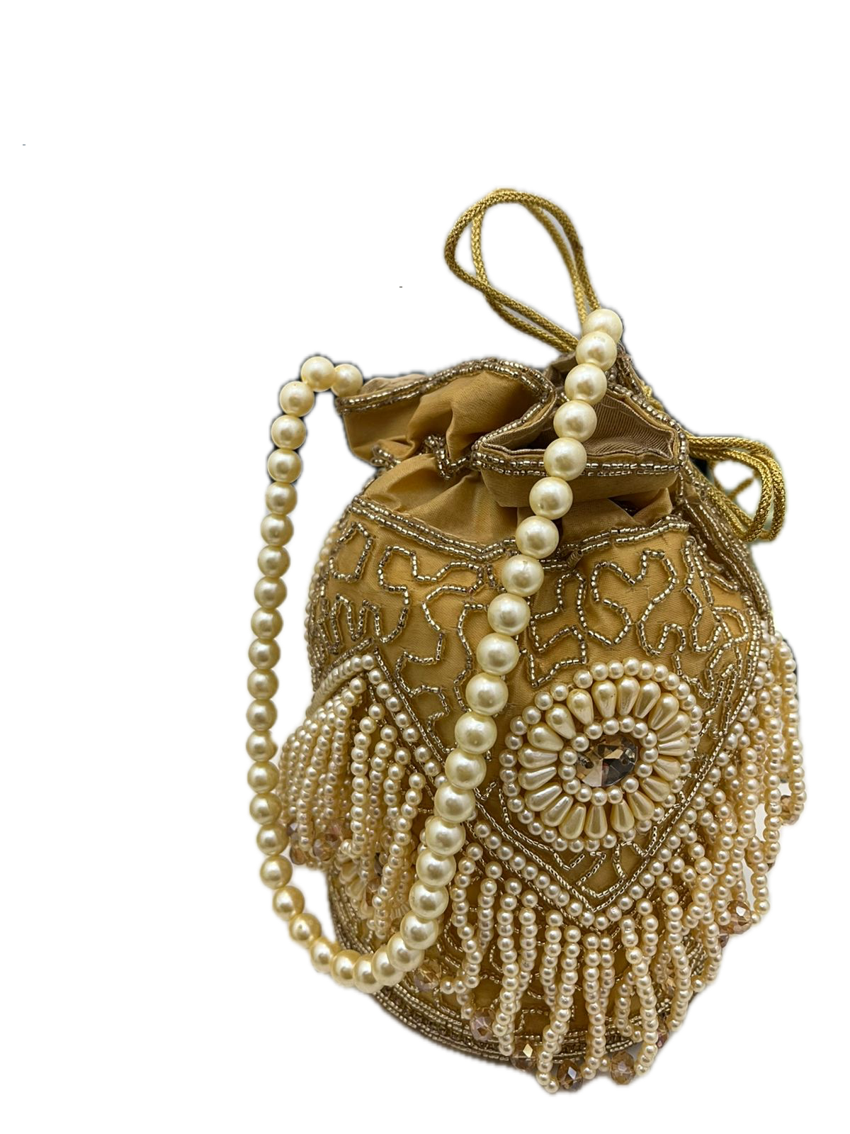 WhatsApp Image 2026-01-07 at 12.19.00 (4) Background Removed Goldan Fringe Potli Bag - Image 1